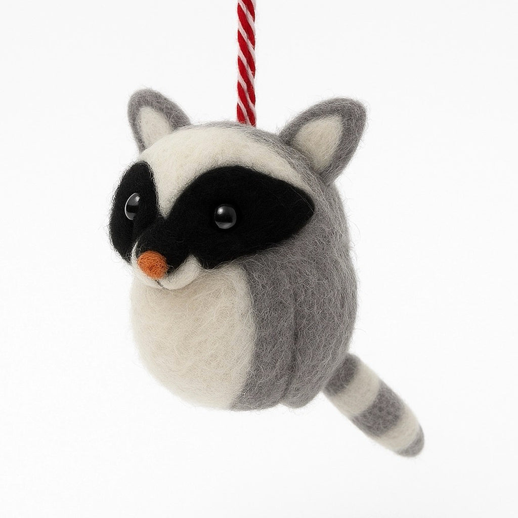 Felt Raccoon Ornament.