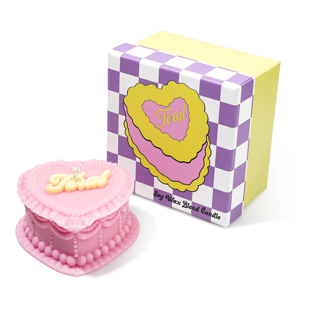 Feral Heart Candle packaging.