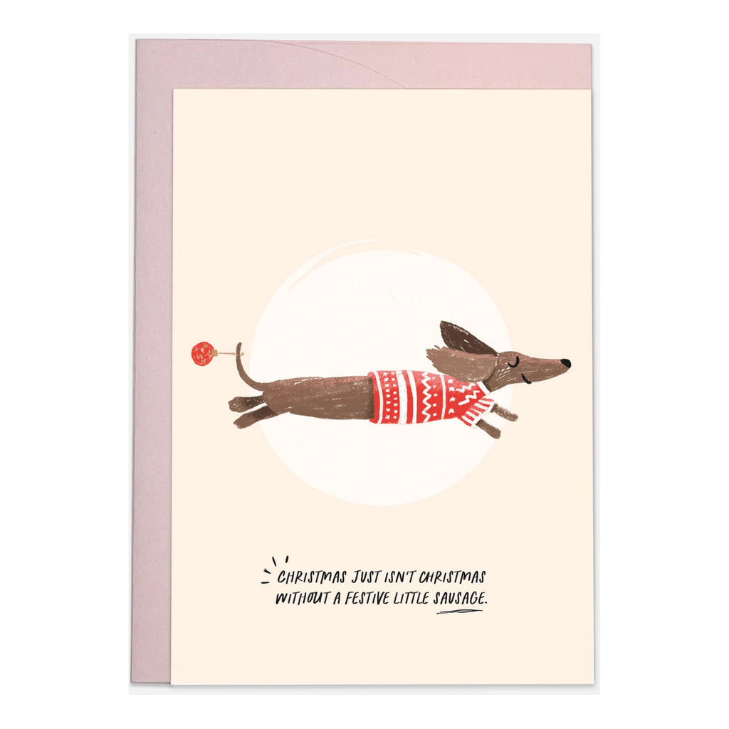 Festive Sausage Christmas Card.