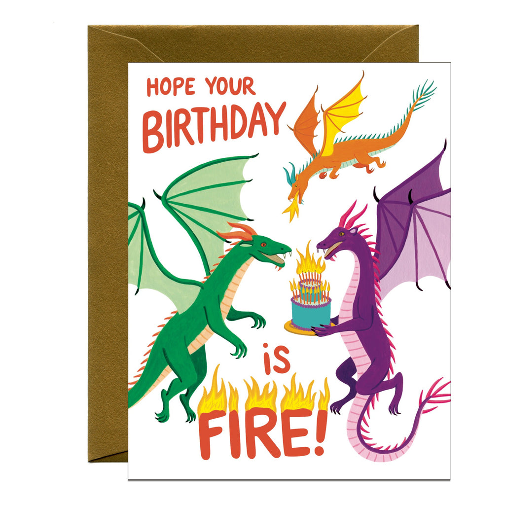 Fiery Flying Dragons Mythical Birthday Card.