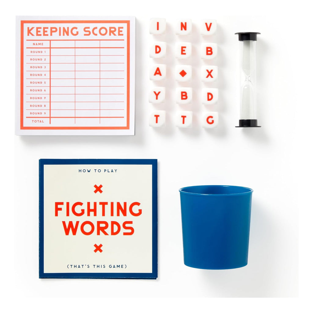 Fighting Words Dice Game contents.