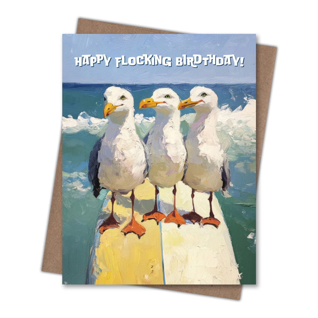 Flocking Seagulls Birthday Card.