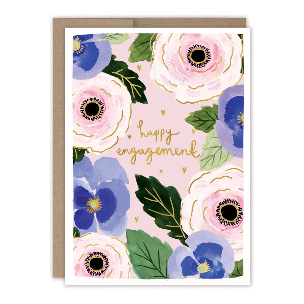 Floral Happy Engagement Card.