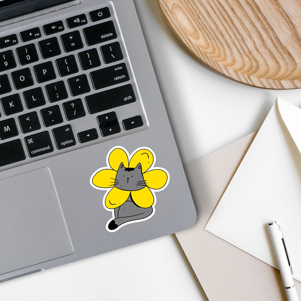 Flower Cat Sticker on computer.