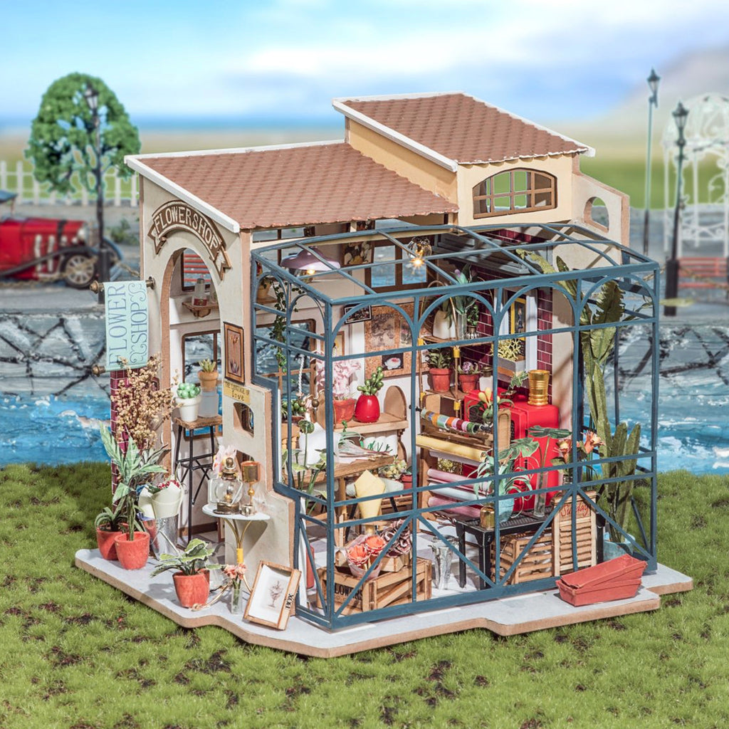 Flower Shop DIY Miniature House Kit in diorama.