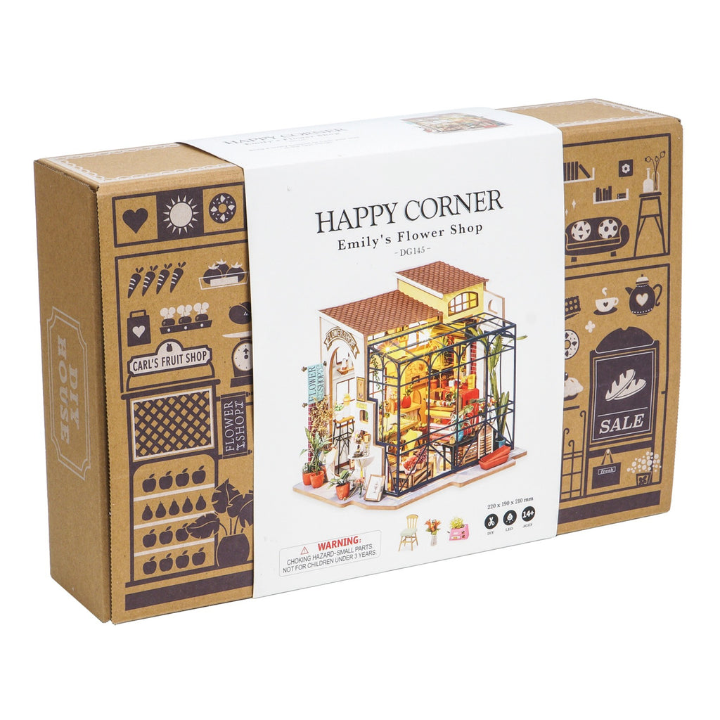 Flower Shop DIY Miniature House Kit packaging.