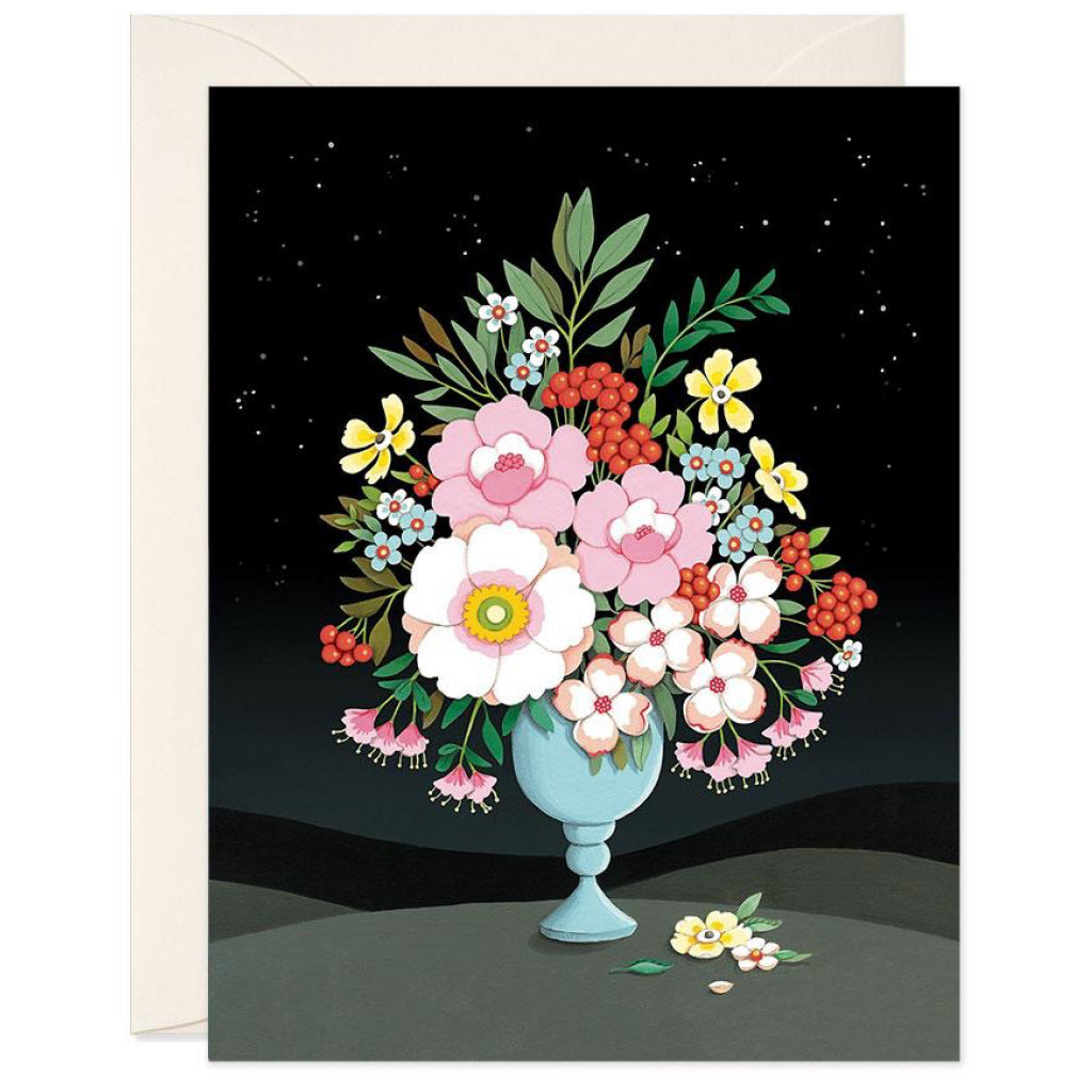 Flower Vase Night Sky Blank Card.