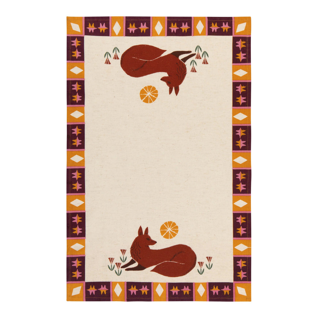 Folktale Dishtowels Set of 2 with foxes.