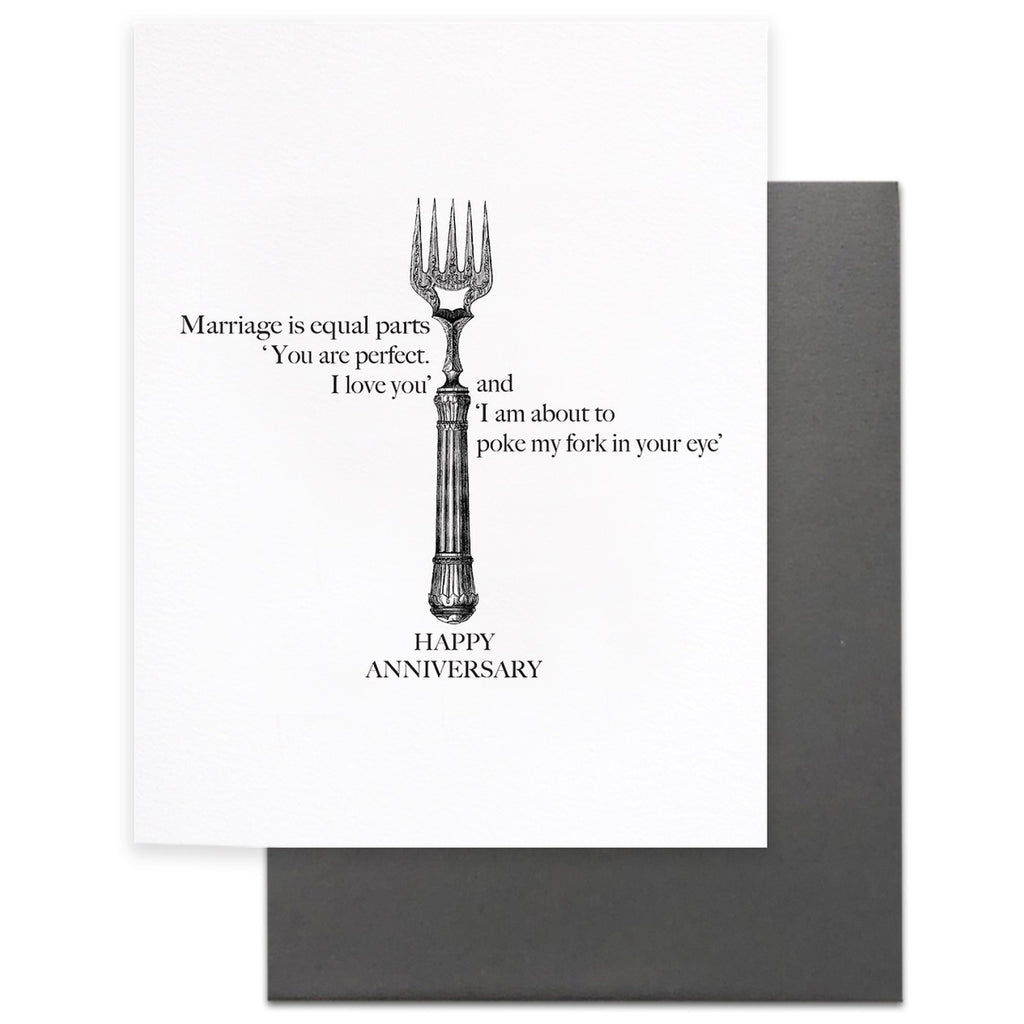 Fork In The Eye Anniversary Card.