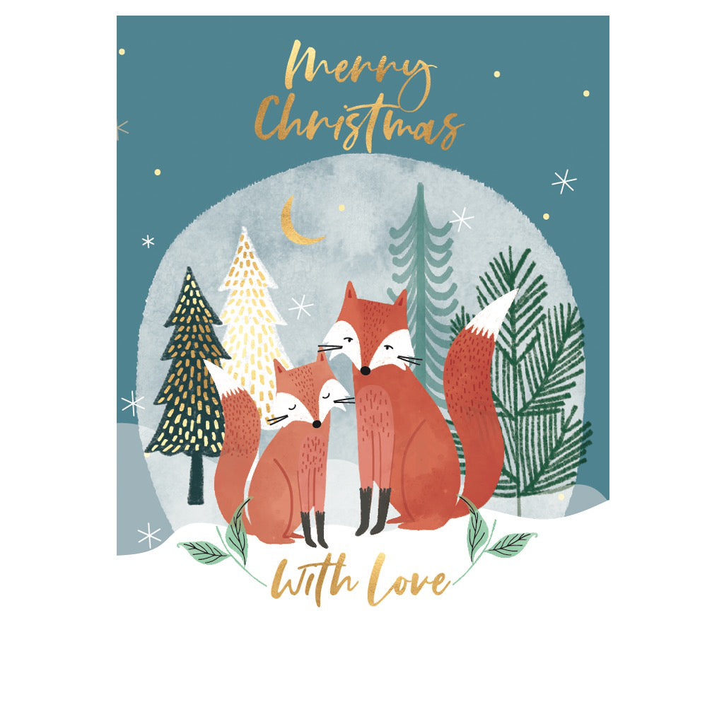 Fox Couple Christmas Card.