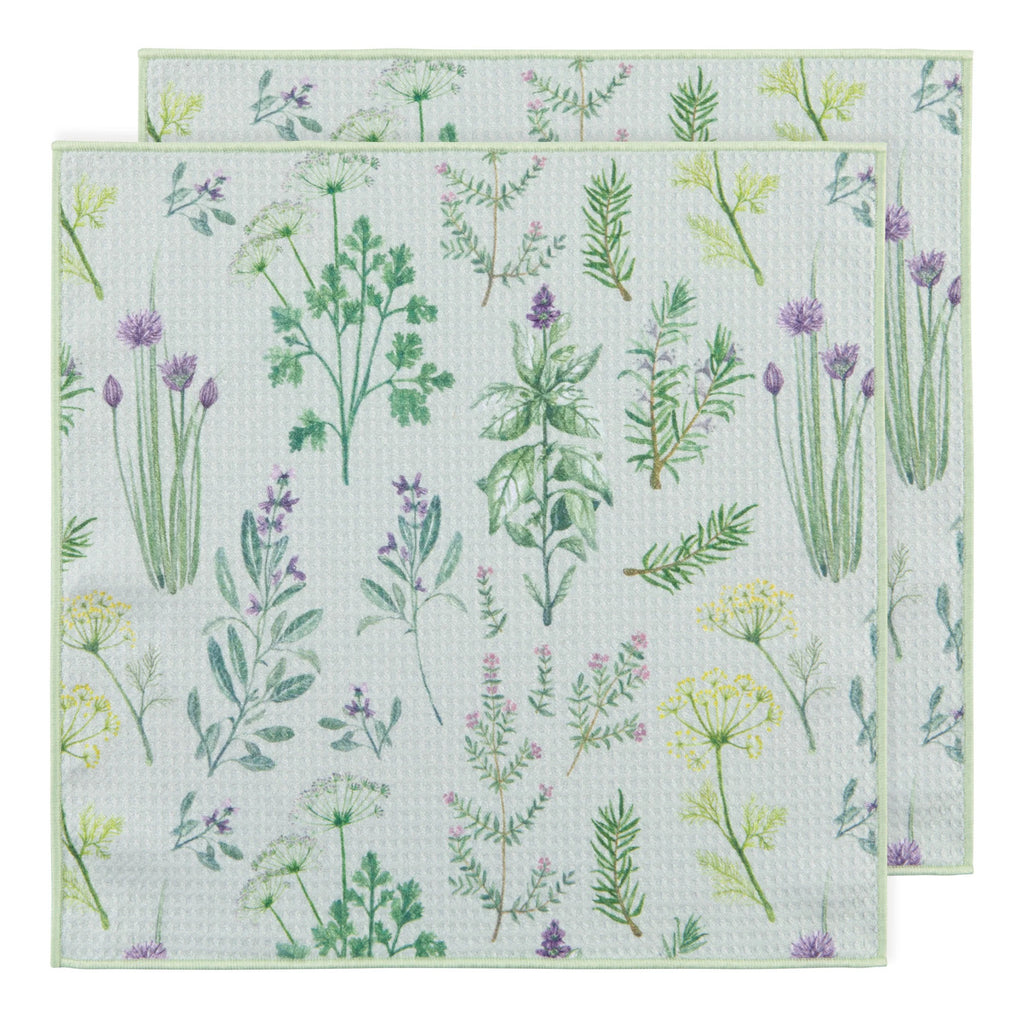 Fresh Herbs Recycled Microfibre Dishcloth Set.