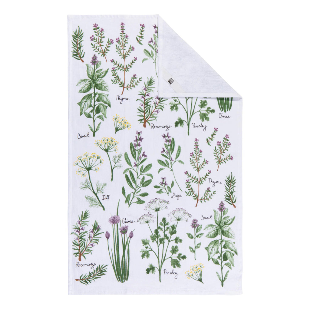 Fresh Herbs Terry Dishtowel folded.