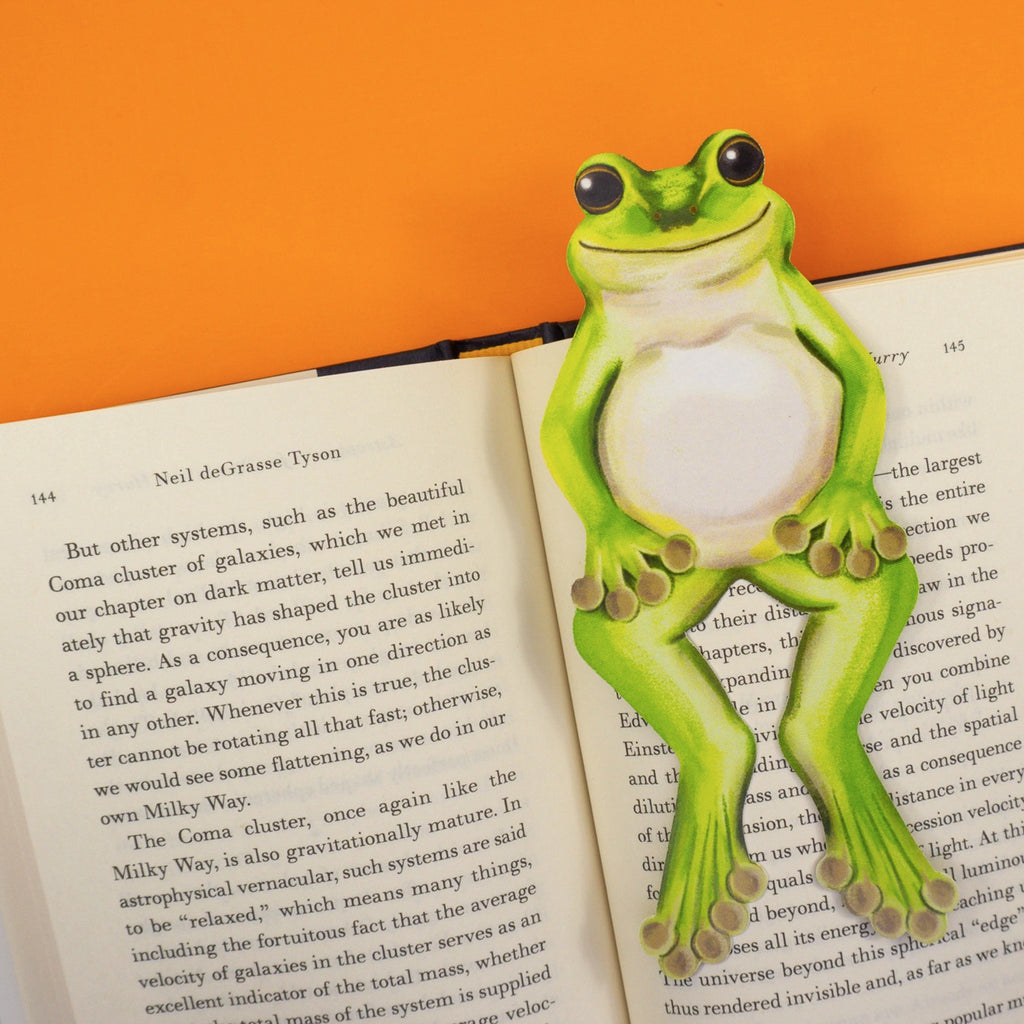 Frog Die-Cut Bookmark being used.