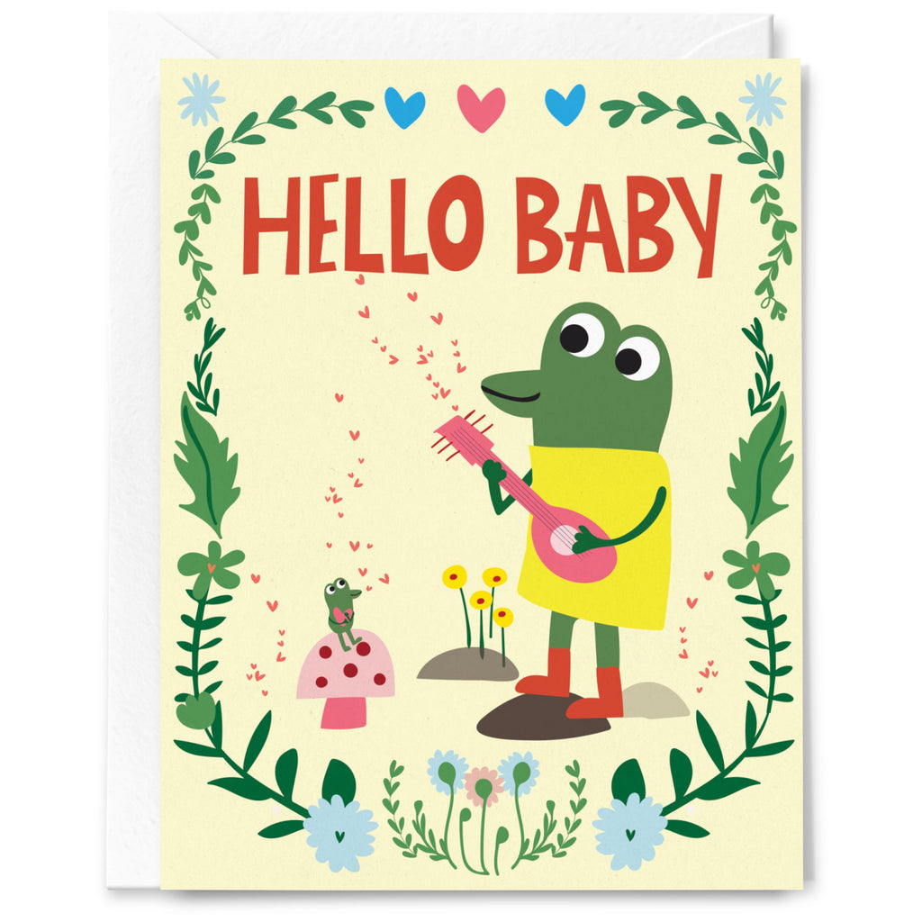 Frog Hello New Baby Card.