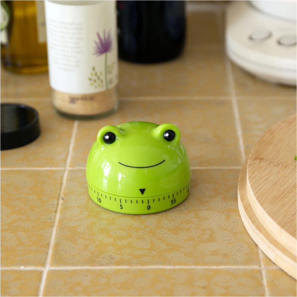 Frog Kitchen Timer on table.