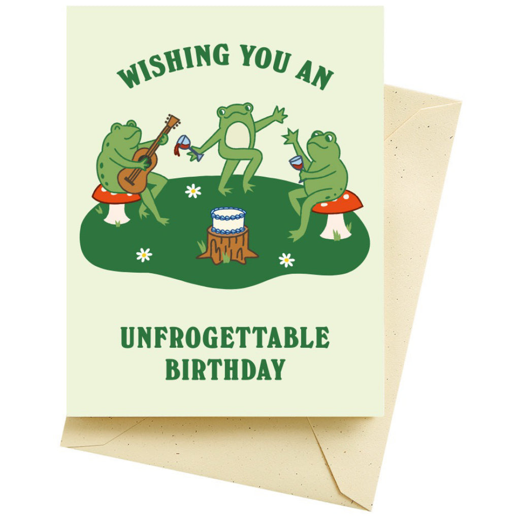 Frog Party Birthday Card.