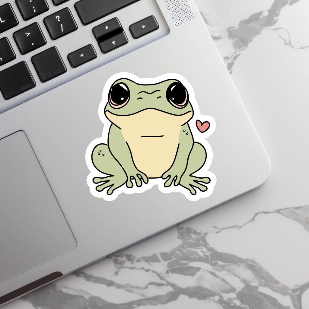 Frog With Heart Sticker on computer.