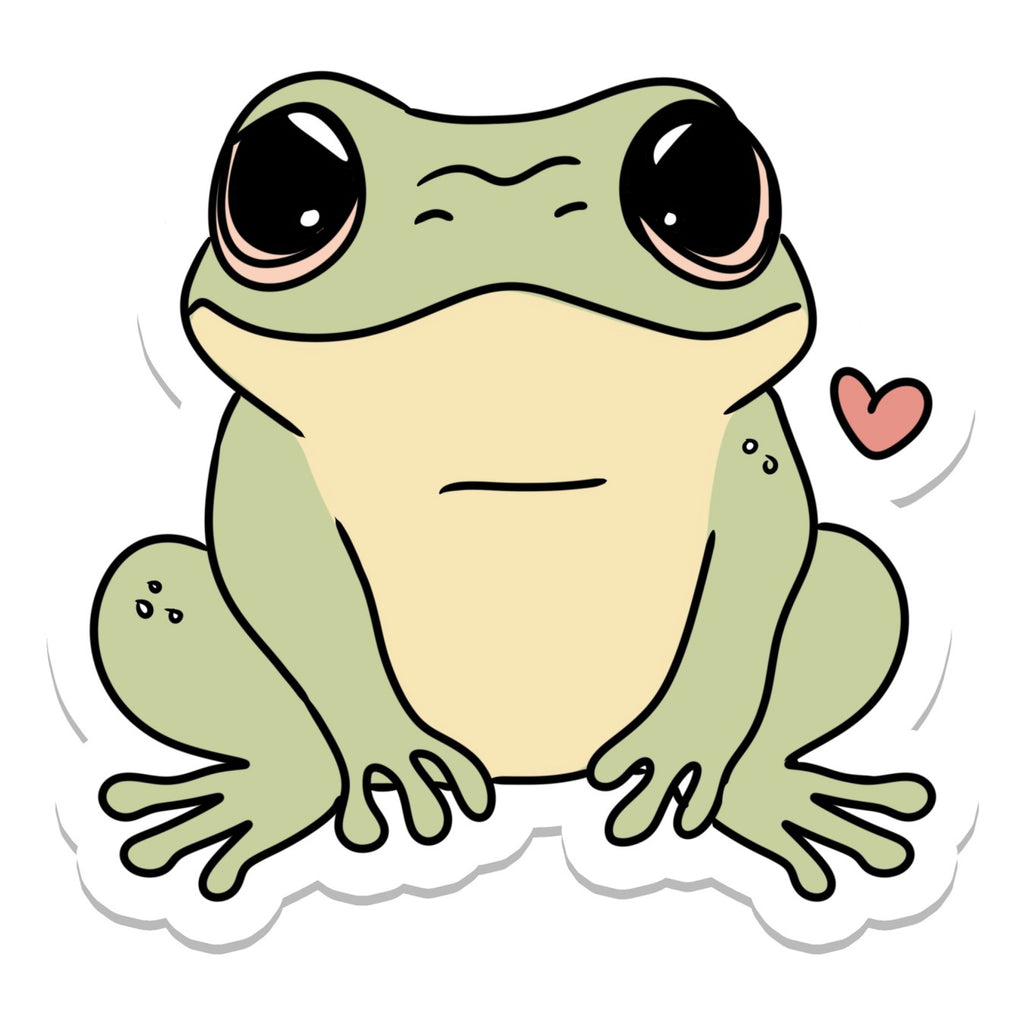 Frog With Heart Sticker.