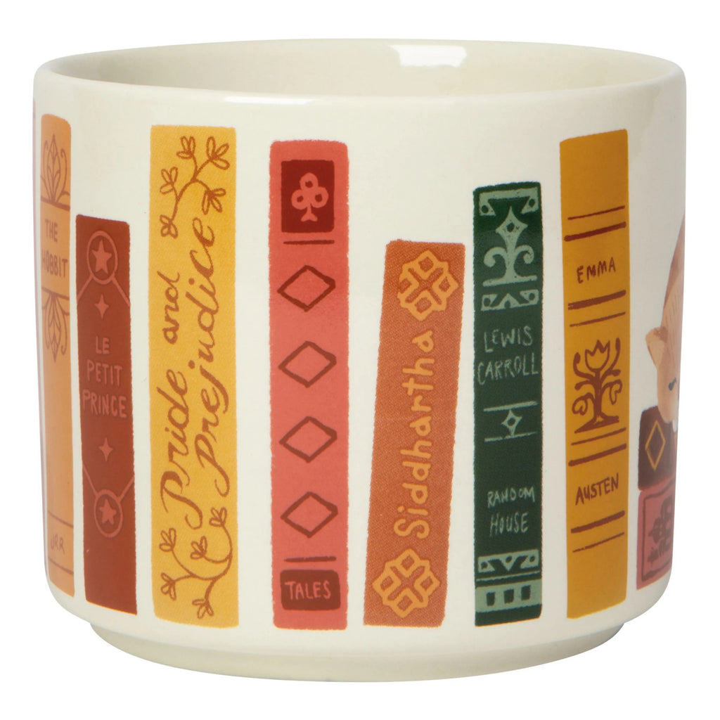 Front of Book Club Mug with Lid.