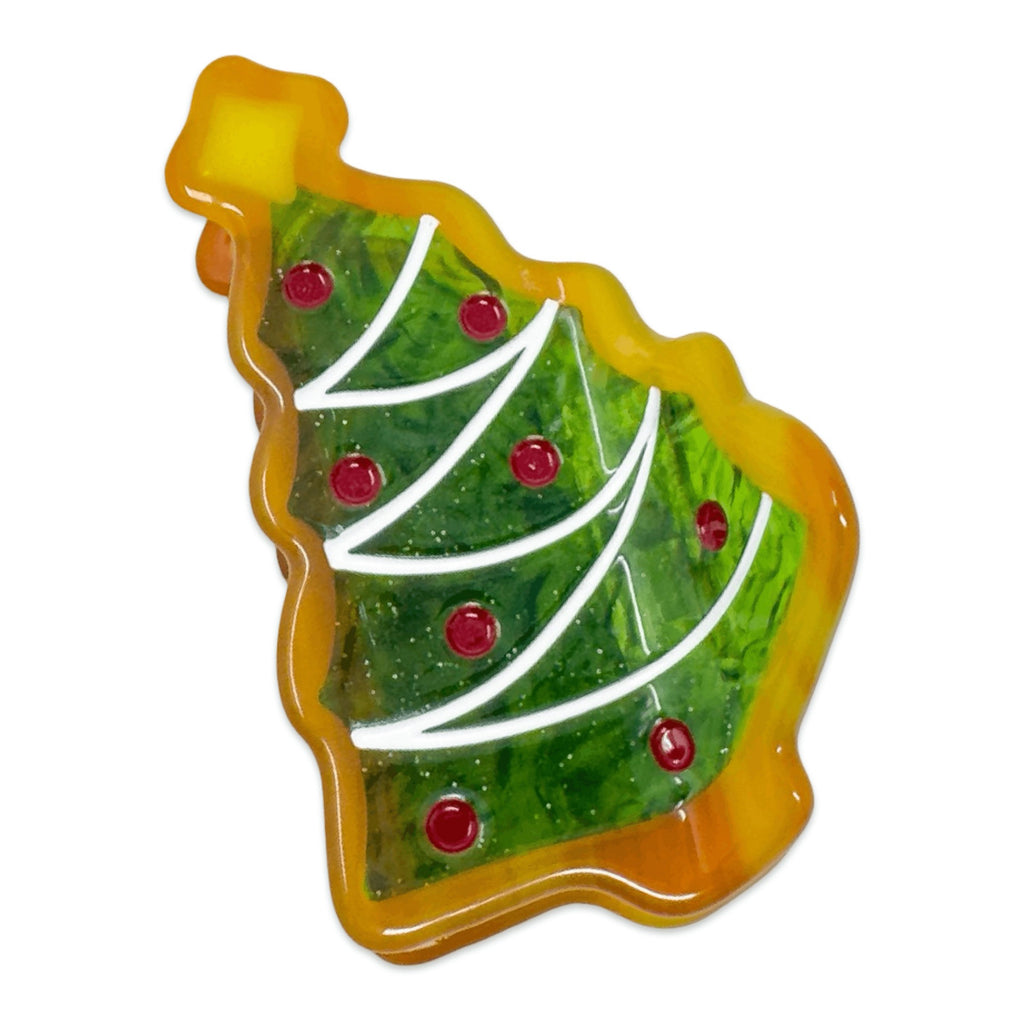 Front of Christmas Tree Holiday Hair Claw.