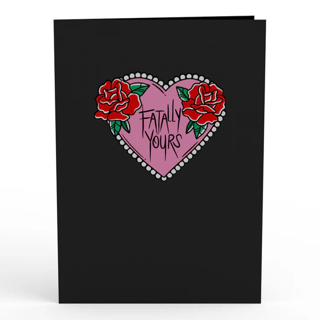 Front of Fatally Yours Pop-Up Card.