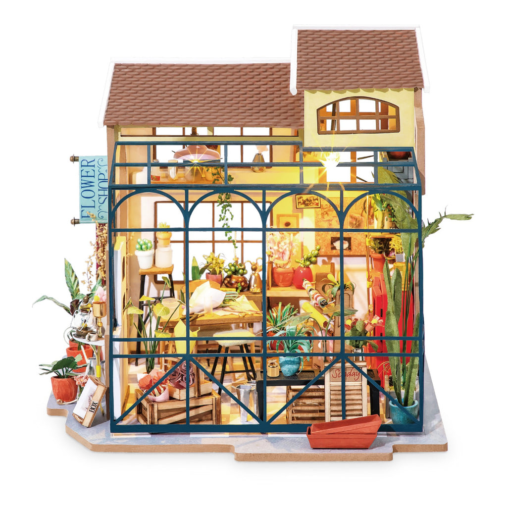 Front of Flower Shop DIY Miniature House Kit.
