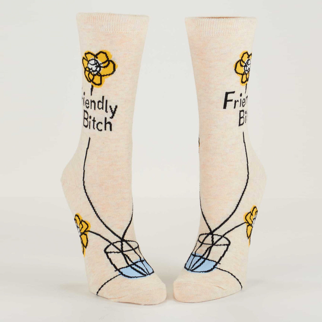Front of Friendly Bitch Crew Socks.