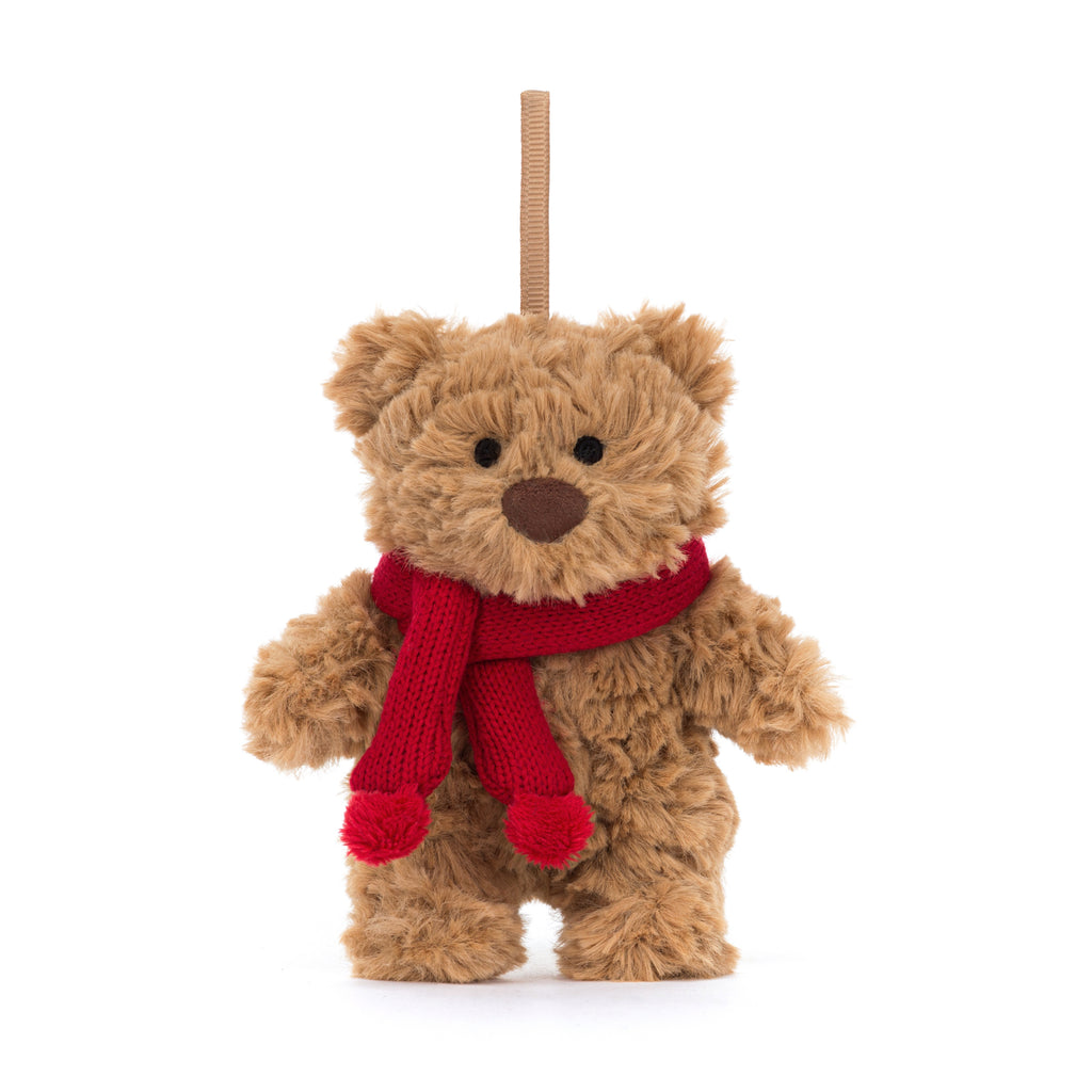 Front of Jellycat Bartholomew Bear Ornament.