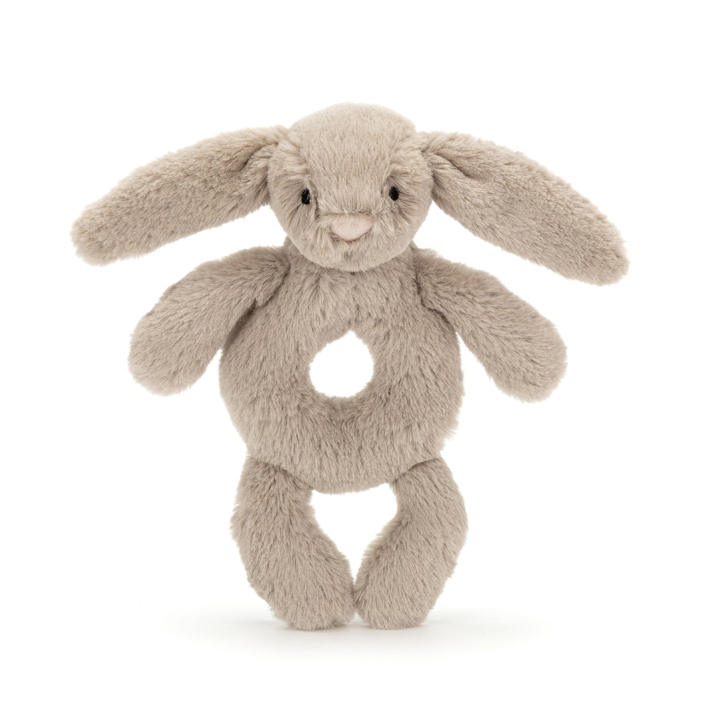 Front of Jellycat Bashful Beige Bunny Ring Rattle.