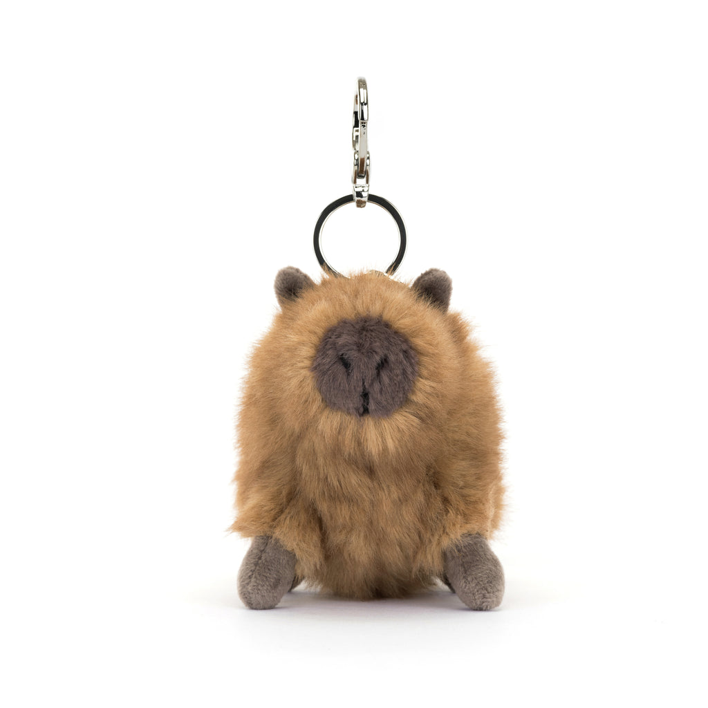 Front of Jellycat Clyde Capybara Bag Charm.