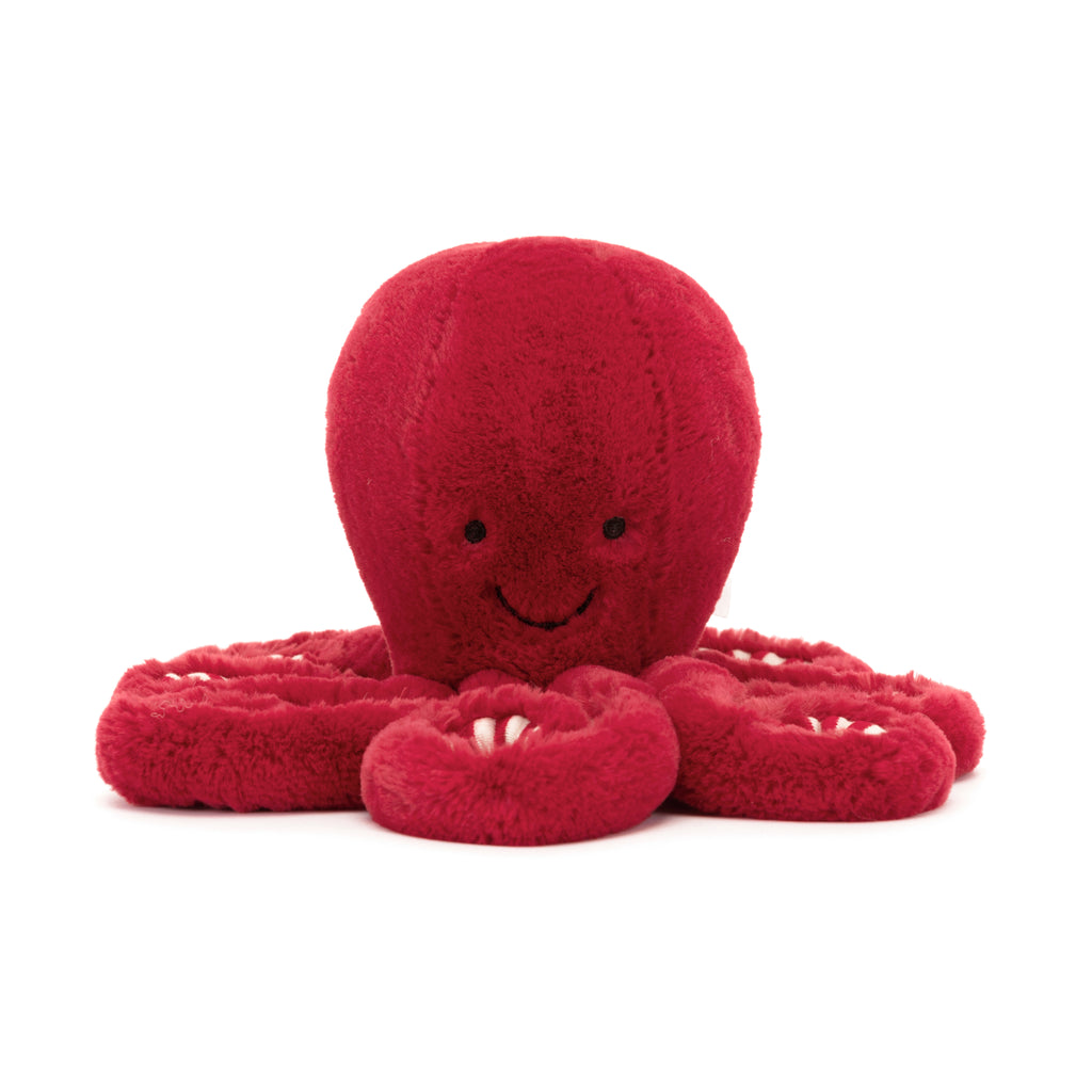 Front of Jellycat Cranberry Octopus Little.