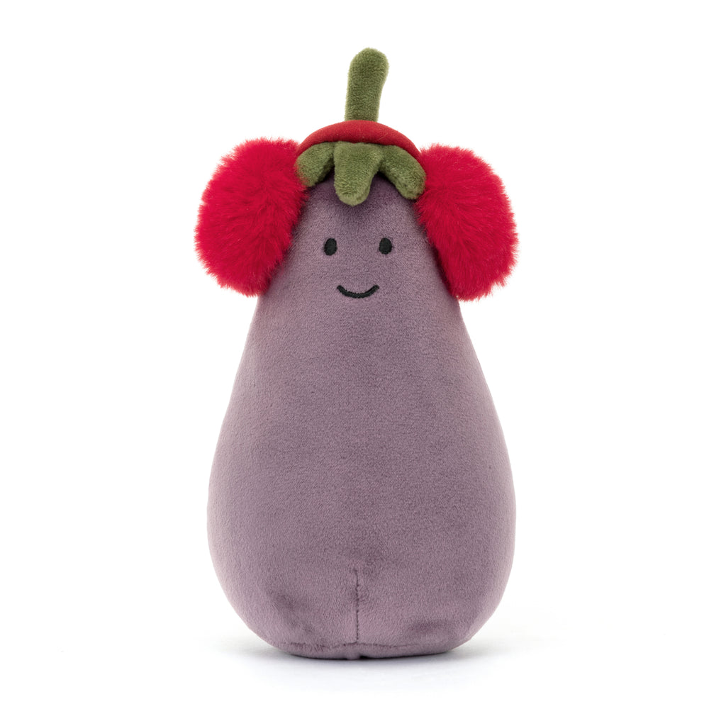 Front of Jellycat Toastie Vivacious Red Eggplant.