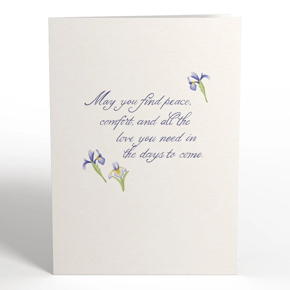 Front of May You Find Peace And Comfort Sympathy Pop-Up Card.