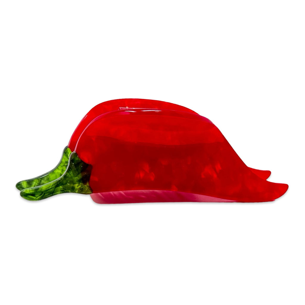 Front of Midi Chili Pepper Hair Claw Clip.