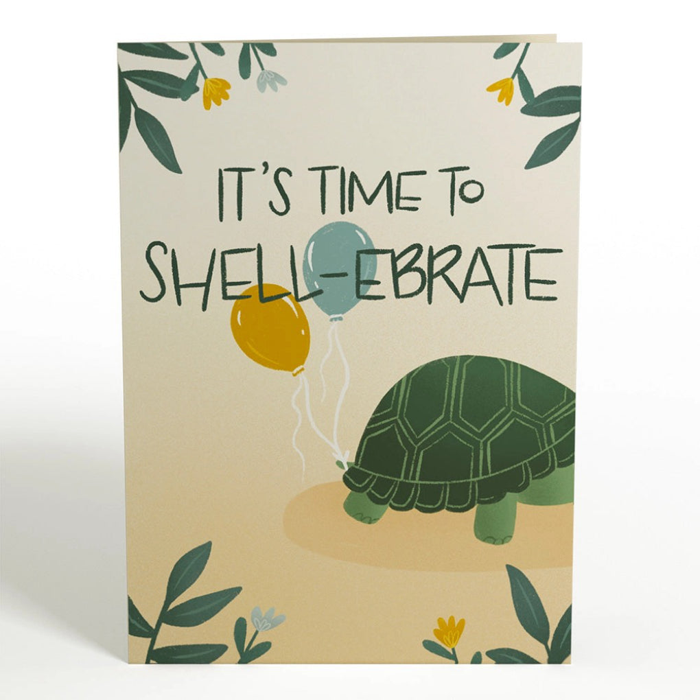 Front of Shell-ebrate Birthday Turtle Pop-Up Card.