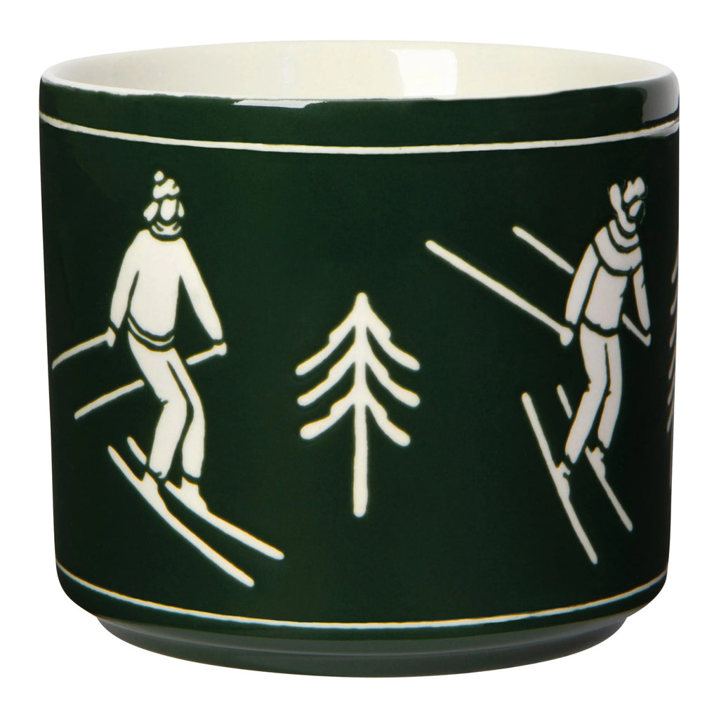 Front of Ski Ya Later Mug with Lid.