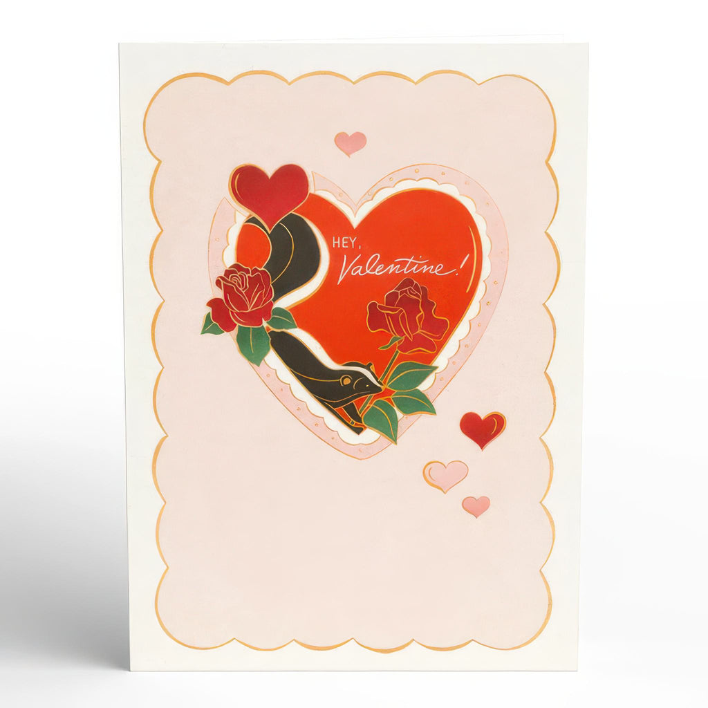 Front of Stinking Love You Skunk Valentine Pop-Up Card.