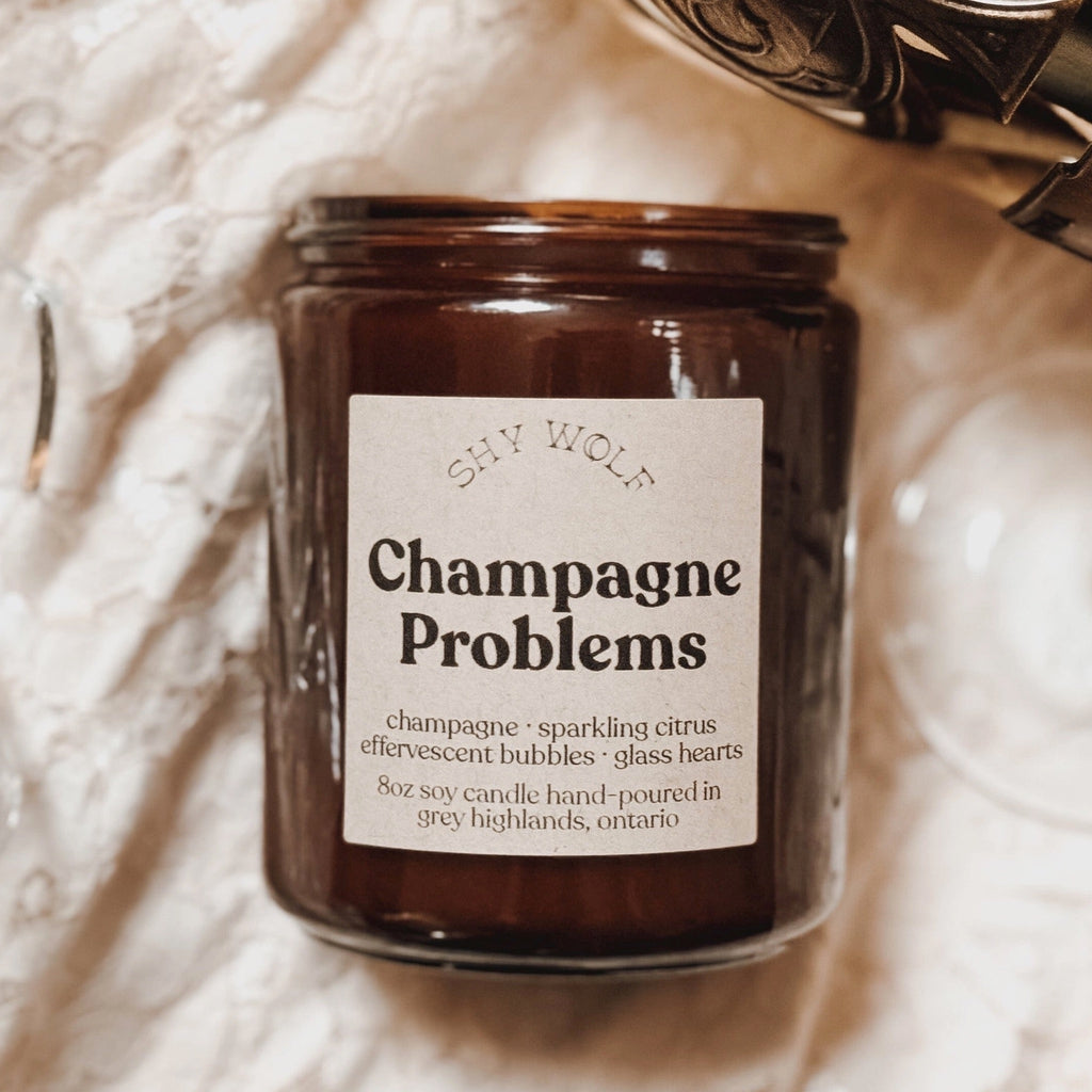 Front of Taylor Swift Champagne Problems Tarot Soy Wax Candle.