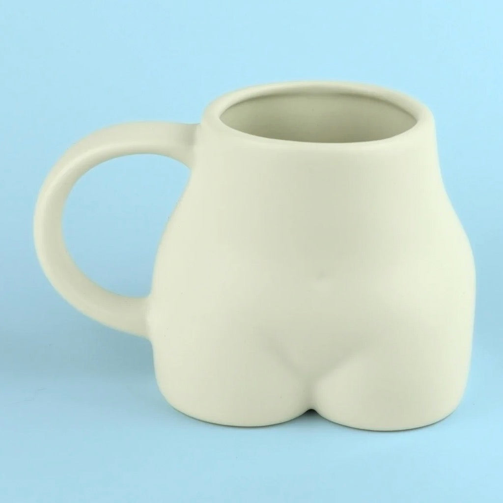 Front of White Butt Mug.