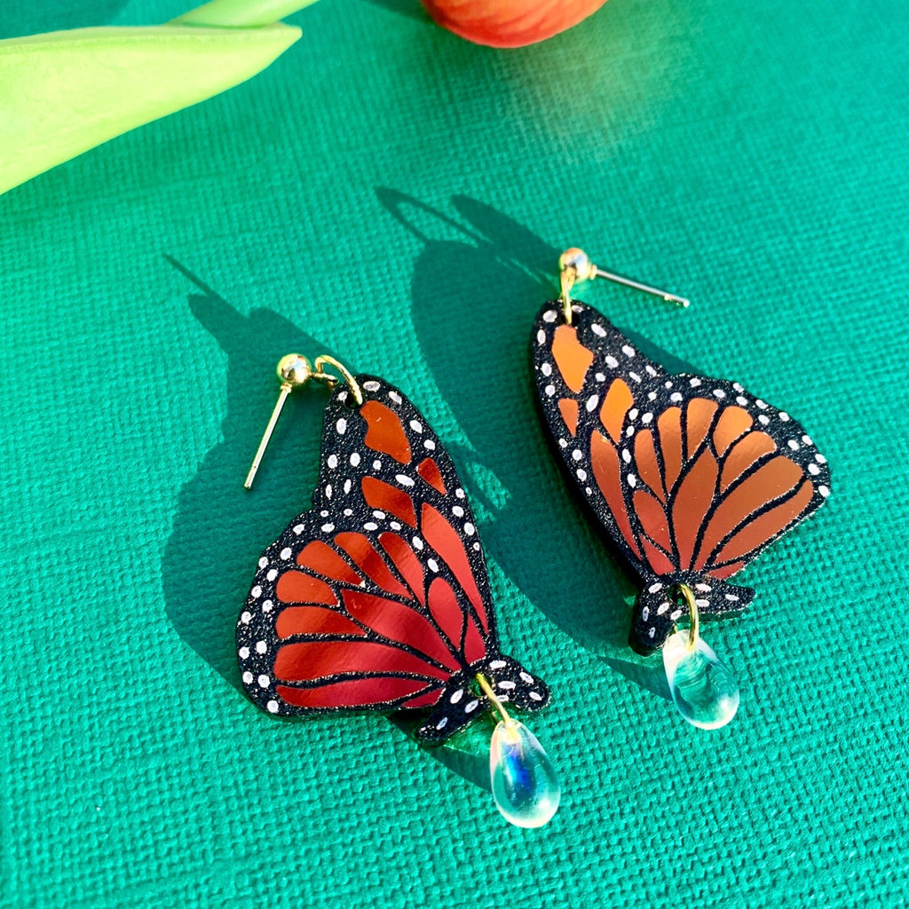 Garden Queen Monarch Butterfly Earrings.