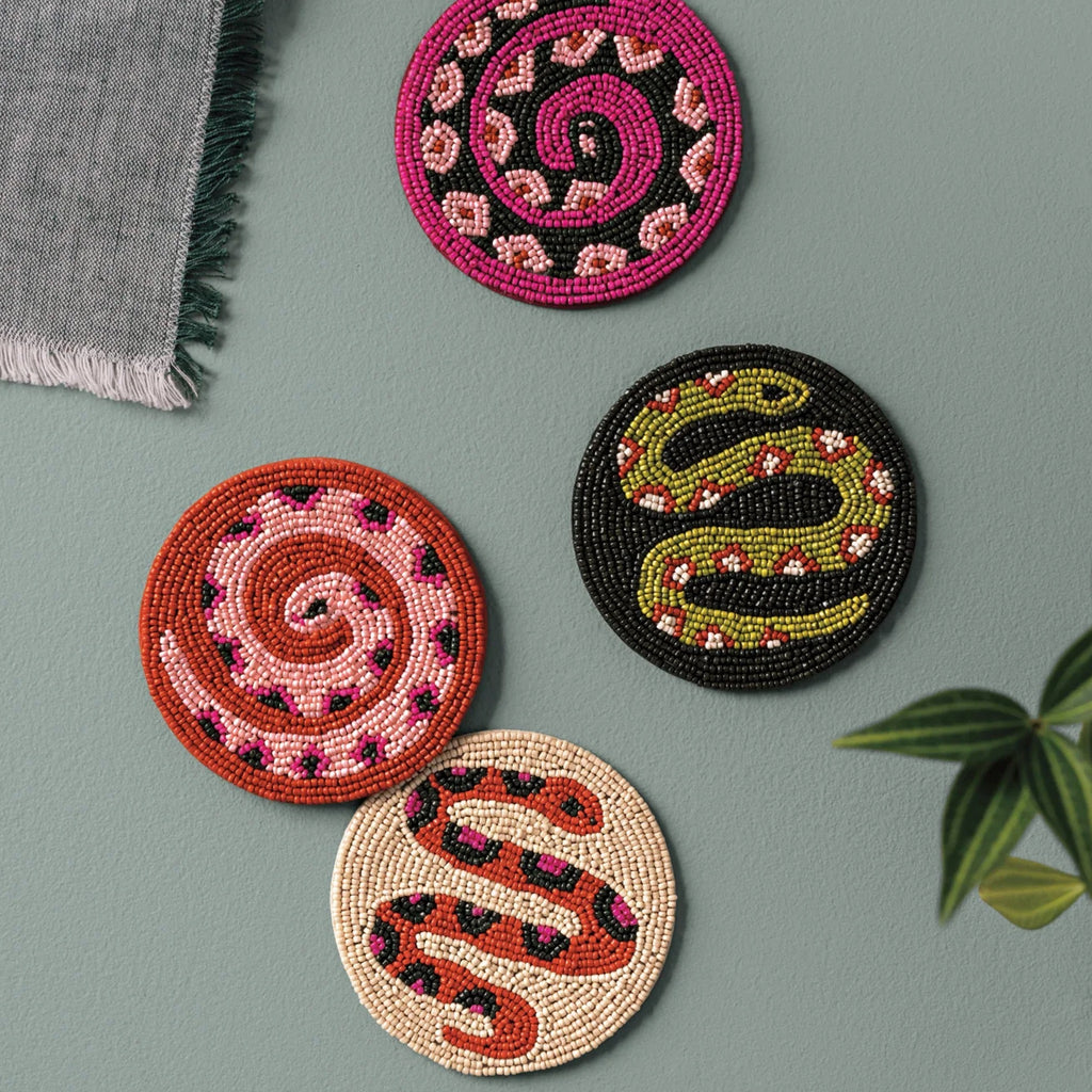Gardenland Beaded Coasters Set of 4 on wall.