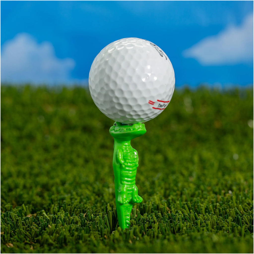 Gator The Caddie Golf Tee being used.