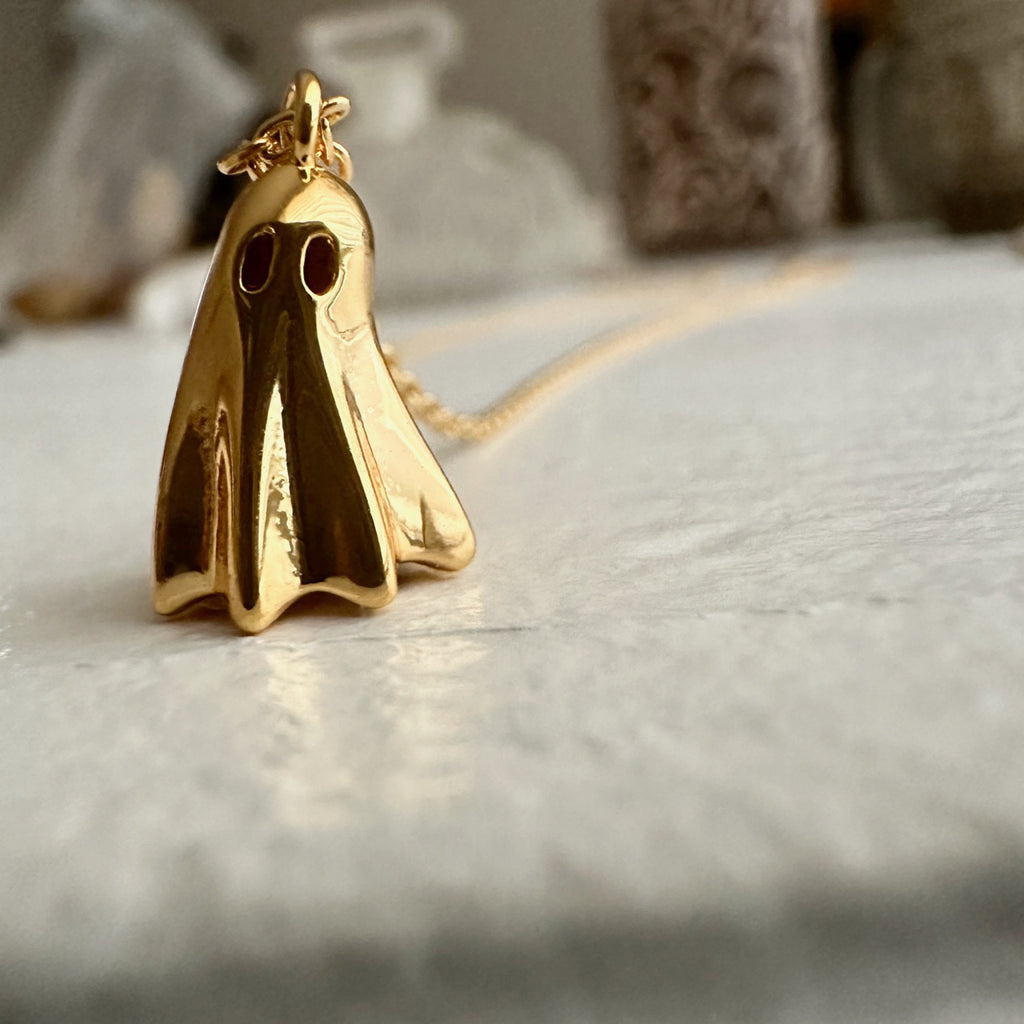 Ghost Charm Necklace Gold.