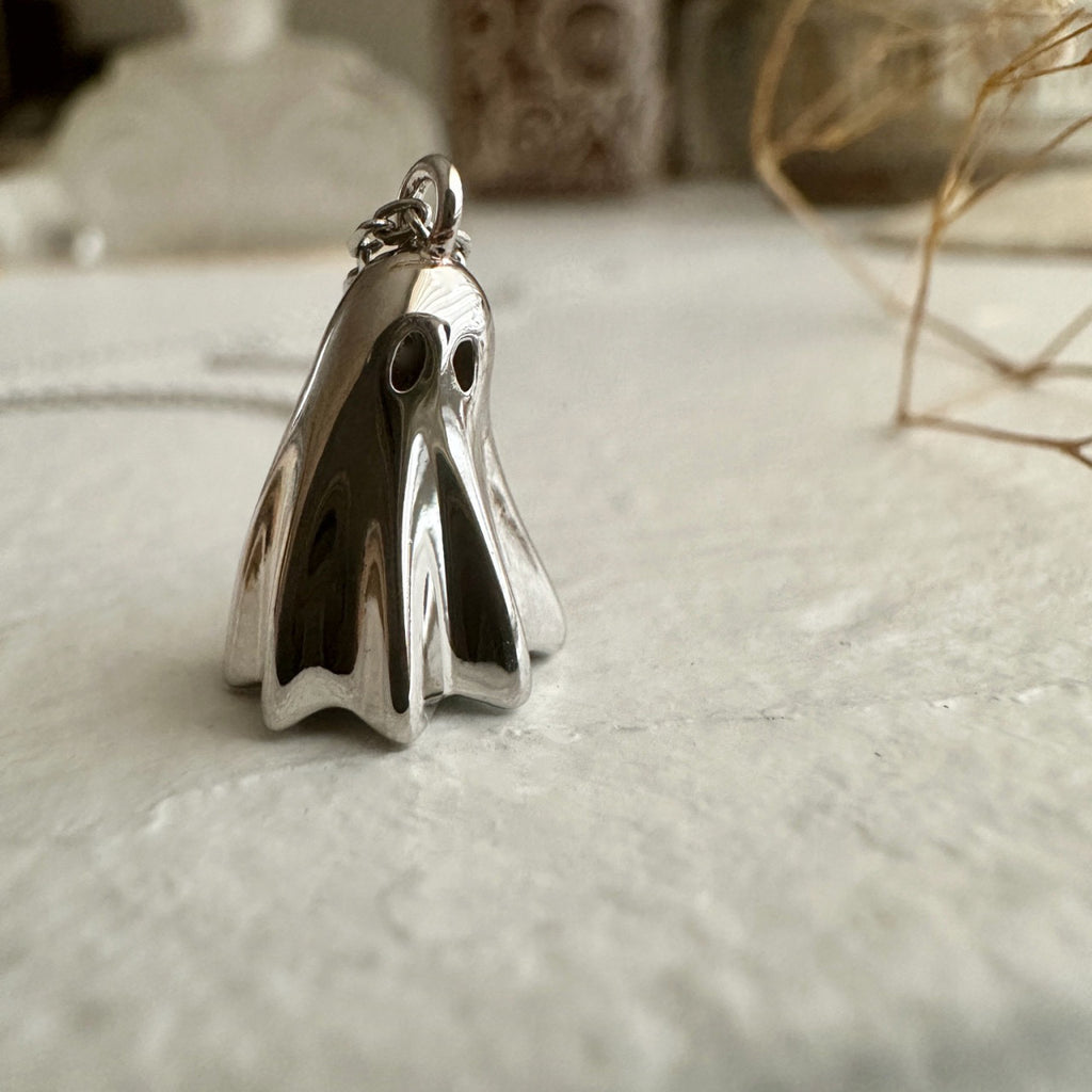 Ghost Charm Necklace Silver.