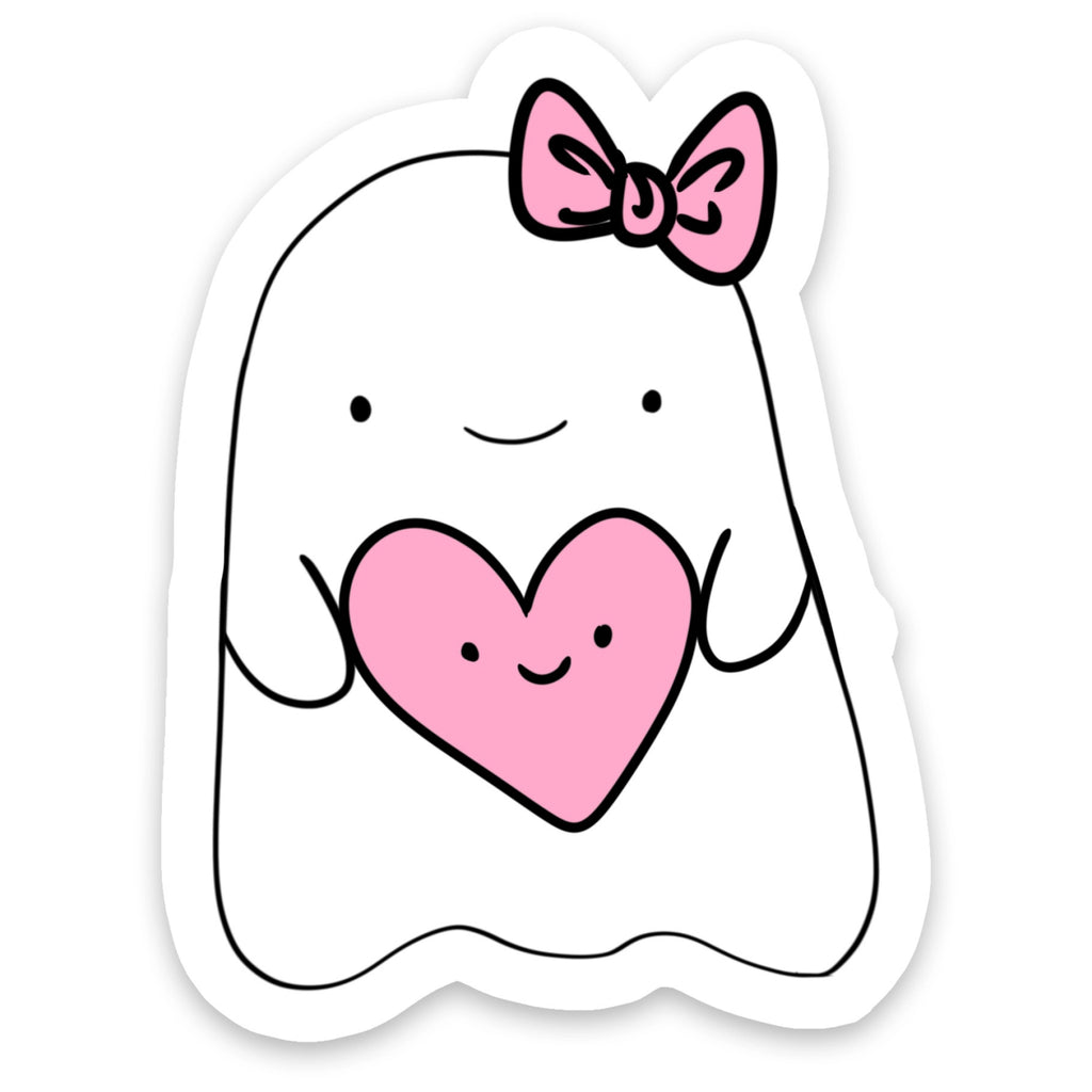 Ghost Girl With Pink Heart Sticker.