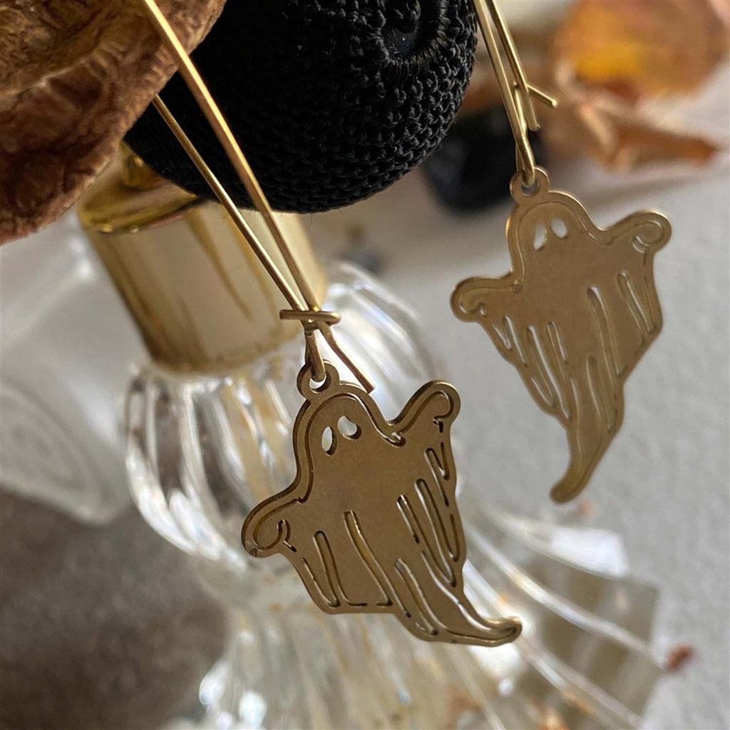 Ghost Kidney Wire Drop Earrings Brass - alt picture.