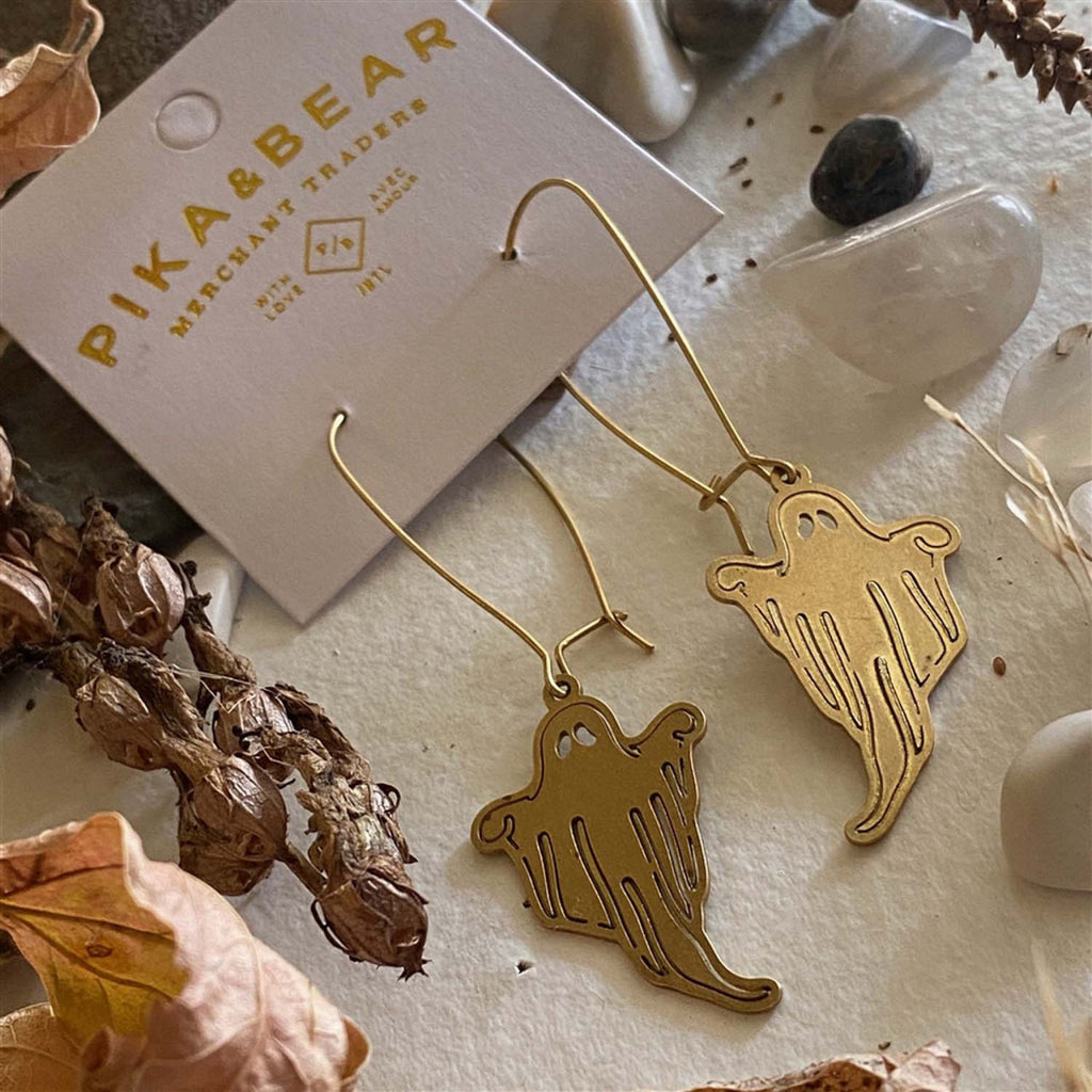 Ghost Kidney Wire Drop Earrings Brass packaging.