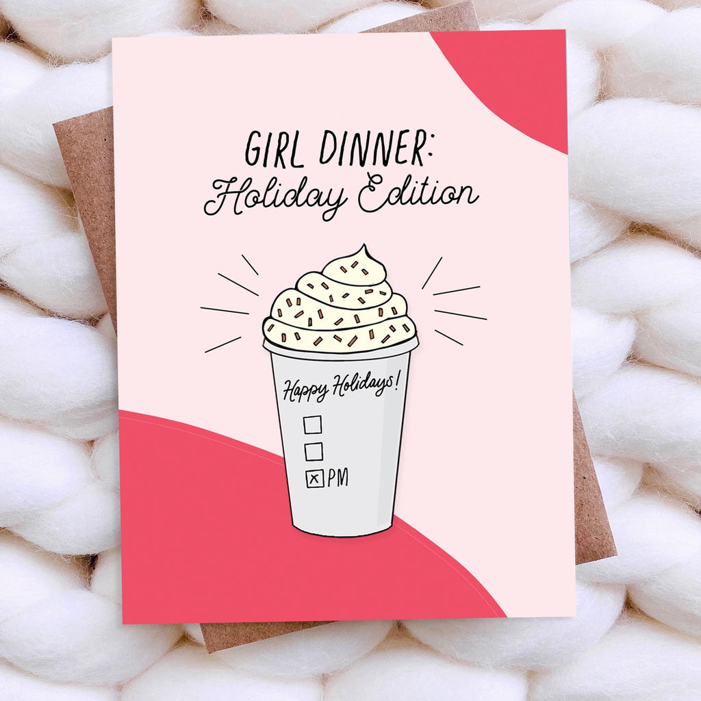Girl Dinner Christmas Card.