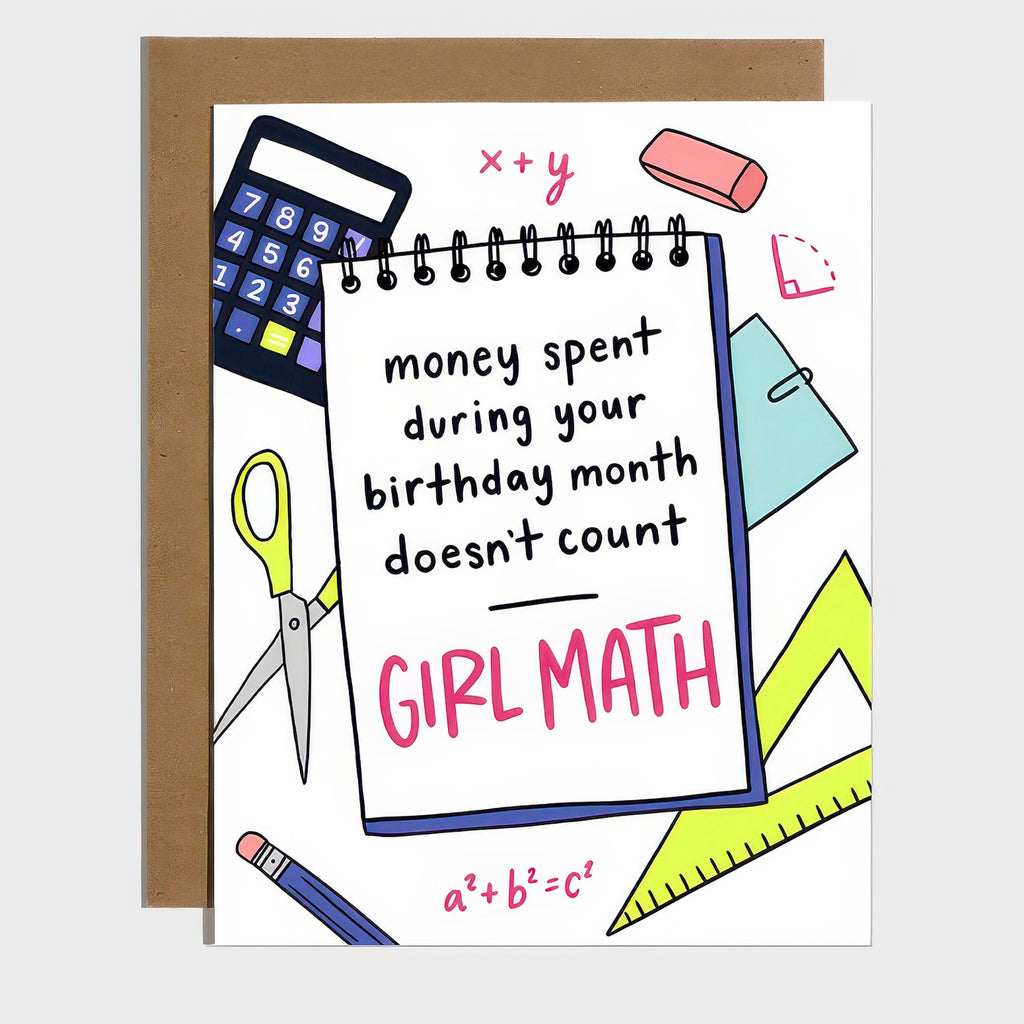 Girl Math Birthday Card.