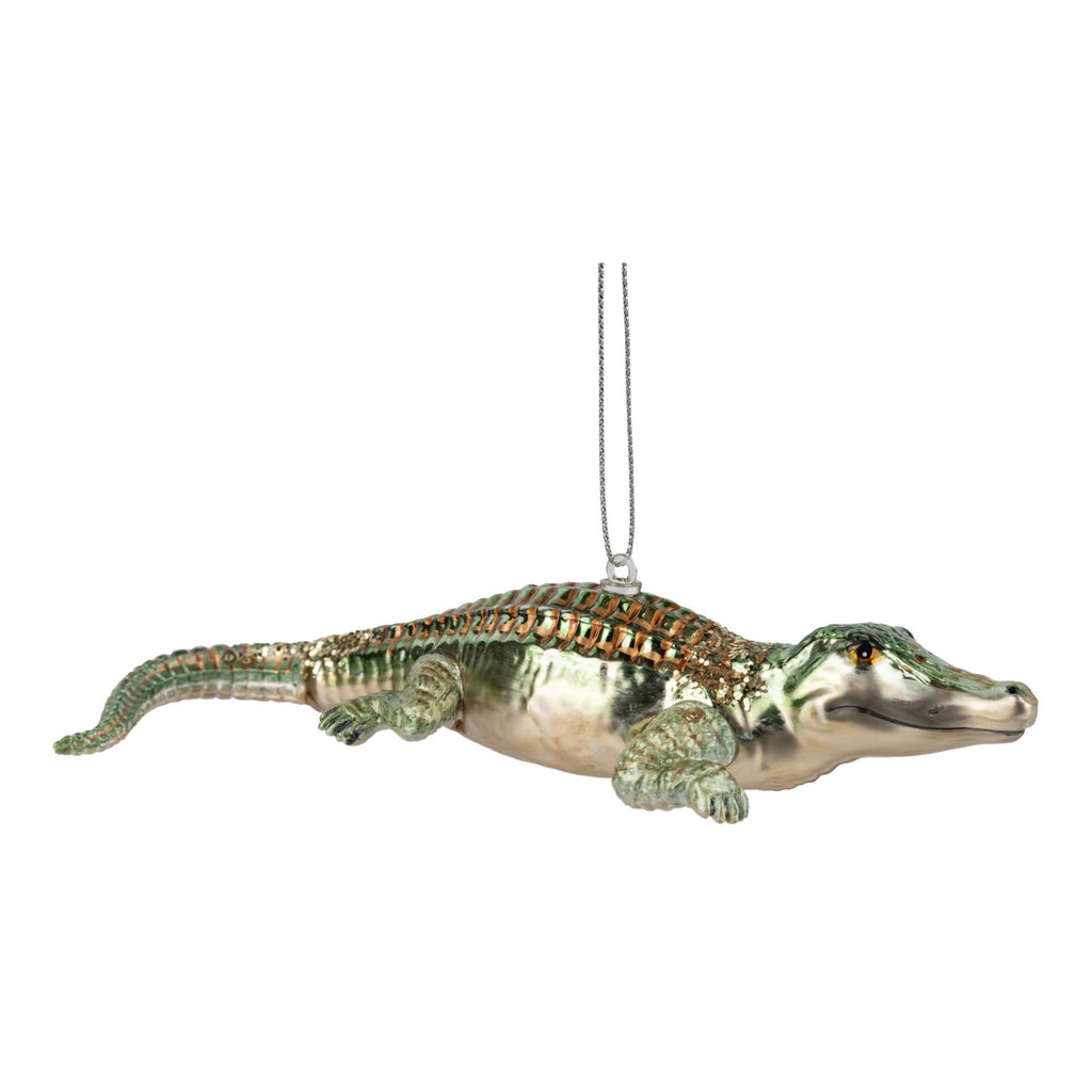 Glass Alligator Ornament.